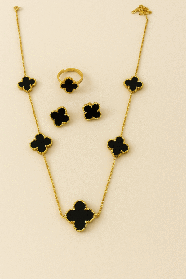 Black clover Necklace (Set)  Anti-tarnish & Premium Quality